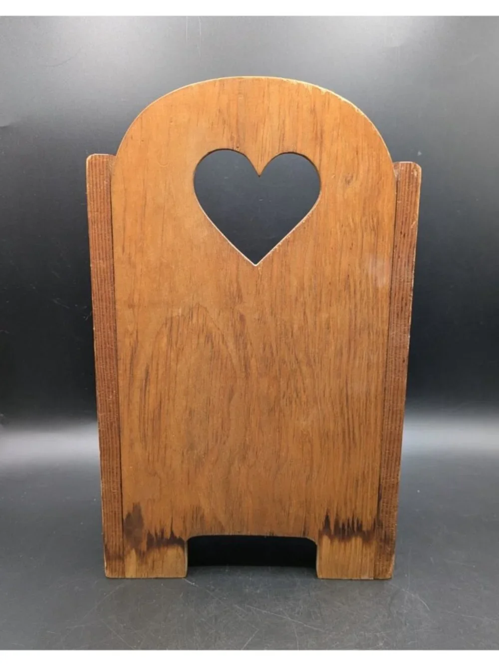 Vtg Heart Cut Out Solid Wood Pouting Chair Doll Size Country Display Shelf 11.5